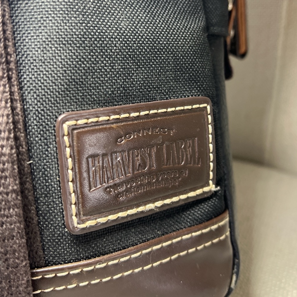 Harvest Label Black & Brown Men's Sling Belt Bag with Leather Trim - Picture 4 of 8